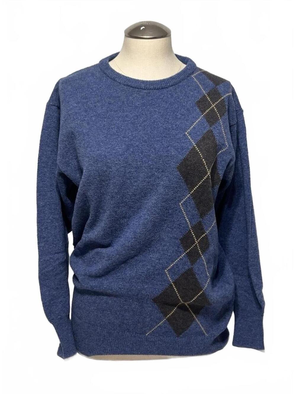 Mackinnon Of Scotland Vintage Women Blue Pure (New Wool) V Neck Sweater Sz M 38"